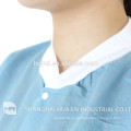 Medizinische Einmal-Blank Baumwollstoff Unisex 3-Pocket-Laborkittel in Langarm mit Strickbund und Kragen